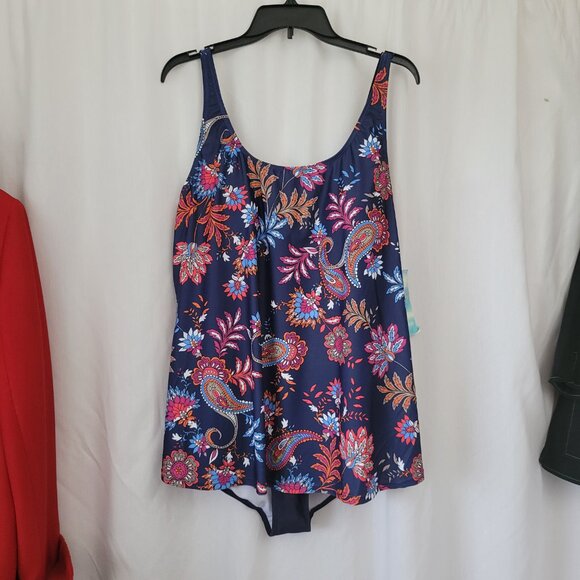 NWT Bathing Suit Beach Party Swimwear Size 22 Plus Floral One Piece adjustable - Picture 3 of 13